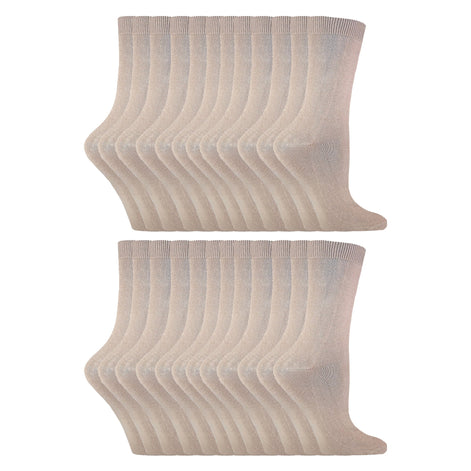 Ladies Plain Coloured Cotton Rich Dress Socks (Multipack Options)