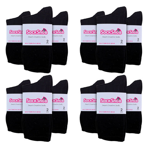 Ladies Plain Coloured Cotton Rich Dress Socks (Multipack Options)