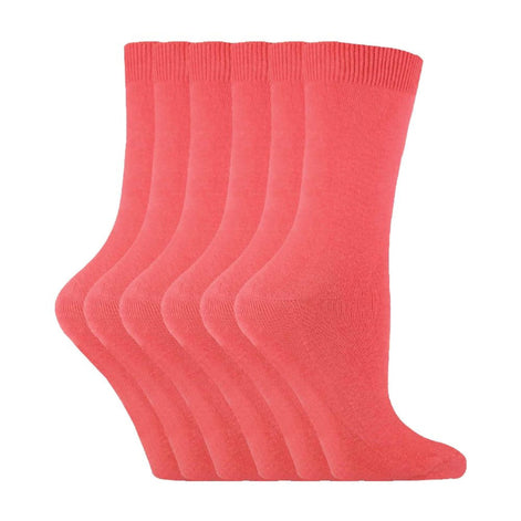 Ladies Plain Coloured Cotton Rich Dress Socks (Multipack Options)