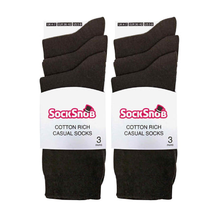 Ladies Plain Coloured Cotton Rich Dress Socks (Multipack Options)