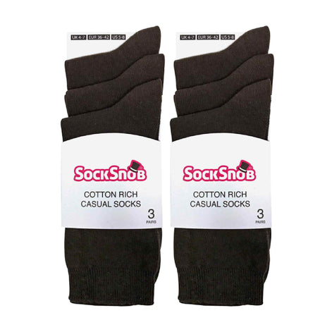 Ladies Plain Coloured Cotton Rich Dress Socks (Multipack Options)