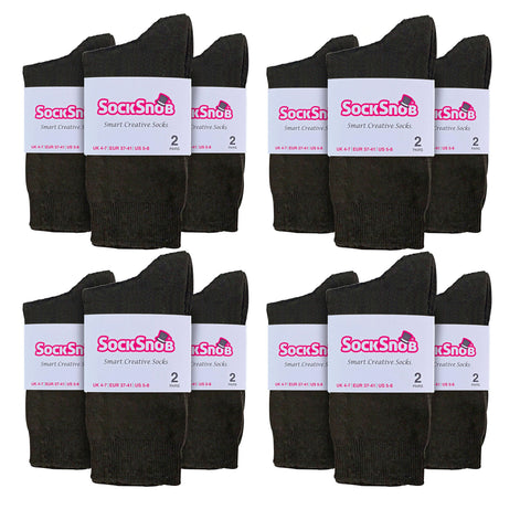 Ladies Plain Coloured Cotton Rich Dress Socks (Multipack Options)