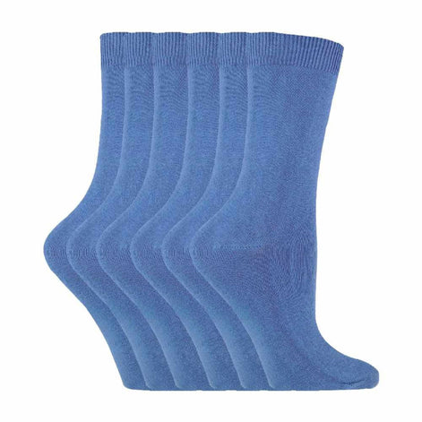 Ladies Plain Coloured Cotton Rich Dress Socks (Multipack Options)