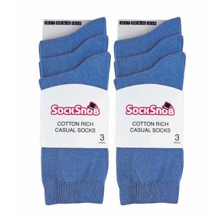 Ladies Plain Coloured Cotton Rich Dress Socks (Multipack Options)