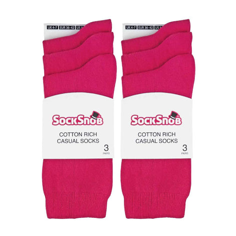 Ladies Plain Coloured Cotton Rich Dress Socks (Multipack Options)