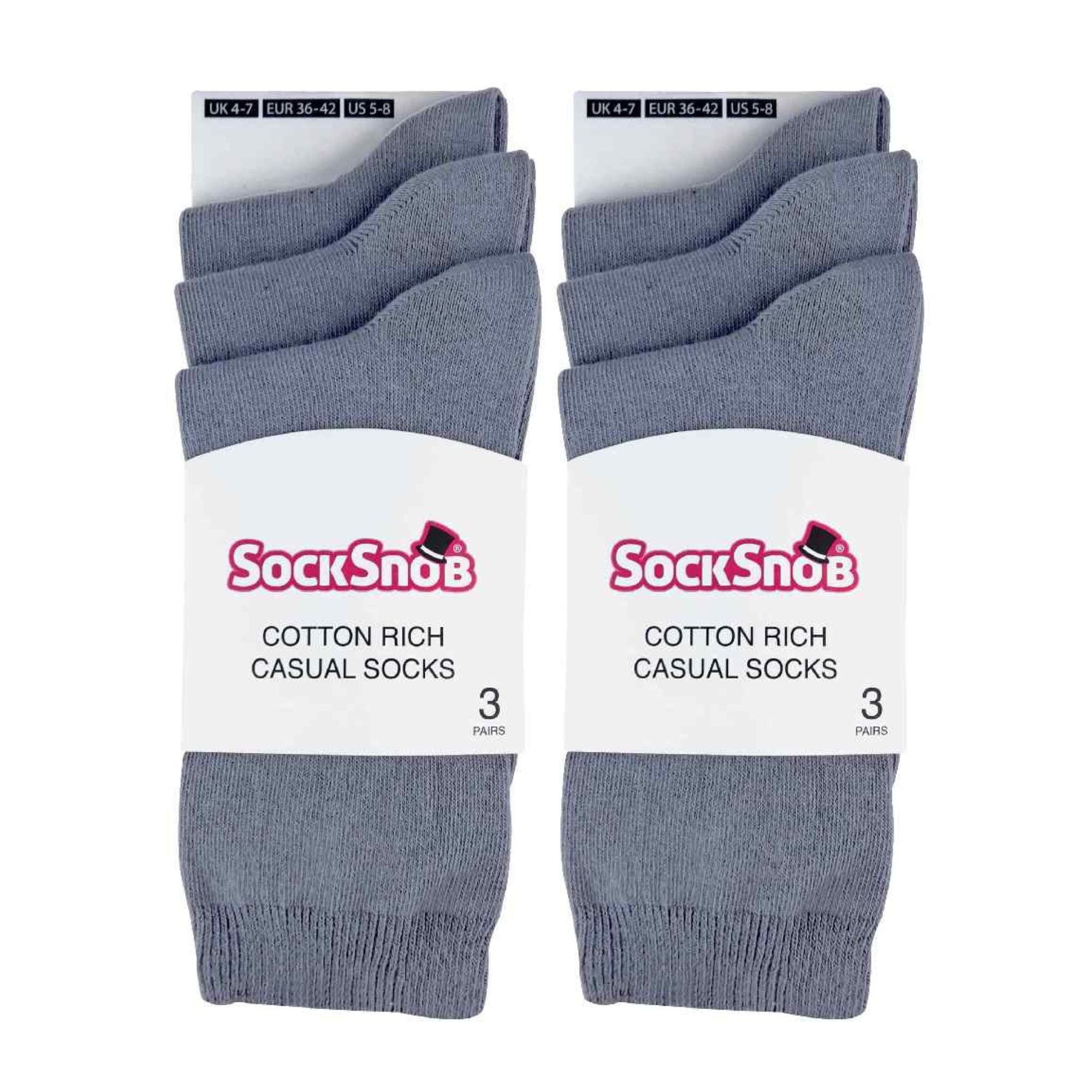 Ladies Plain Coloured Cotton Rich Dress Socks (Multipack Options)