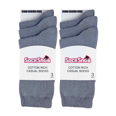 Ladies Plain Coloured Cotton Rich Dress Socks (Multipack Options)