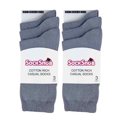 Ladies Plain Coloured Cotton Rich Dress Socks (Multipack Options)