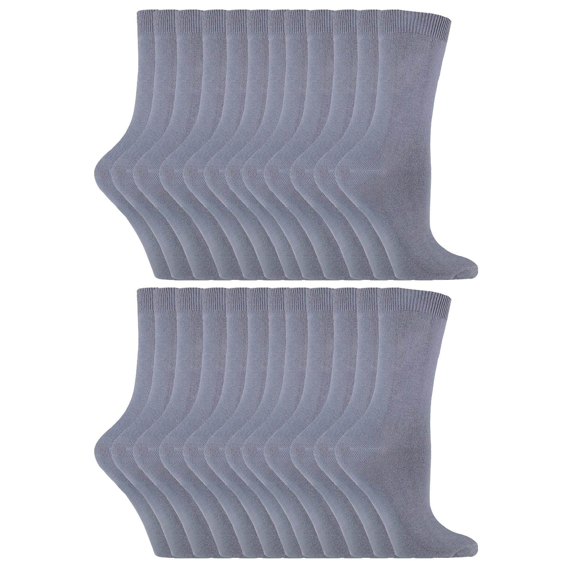 Ladies Plain Coloured Cotton Rich Dress Socks (Multipack Options)