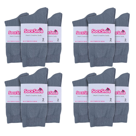 Ladies Plain Coloured Cotton Rich Dress Socks (Multipack Options)