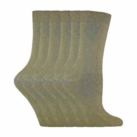 Ladies Plain Coloured Cotton Rich Dress Socks (Multipack Options)