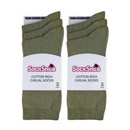 Ladies Plain Coloured Cotton Rich Dress Socks (Multipack Options)