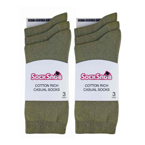 Ladies Plain Coloured Cotton Rich Dress Socks (Multipack Options)