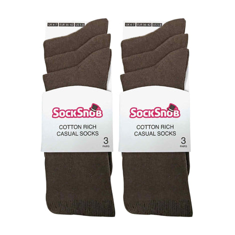 Ladies Plain Coloured Cotton Rich Dress Socks (Multipack Options)