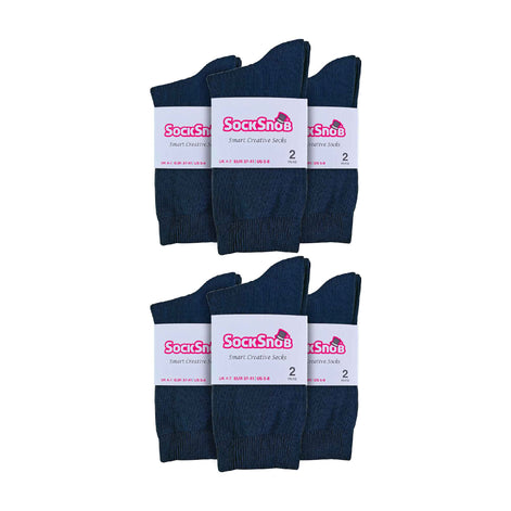 Ladies Plain Coloured Cotton Rich Dress Socks (Multipack Options)