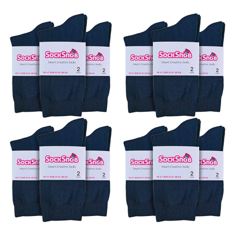 Ladies Plain Coloured Cotton Rich Dress Socks (Multipack Options)