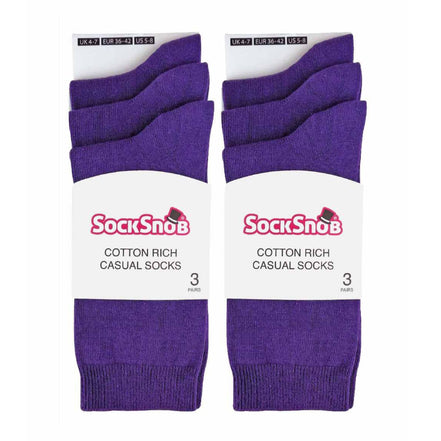 Ladies Plain Coloured Cotton Rich Dress Socks (Multipack Options)