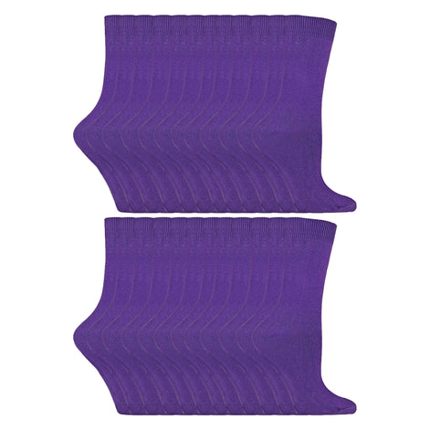 Ladies Plain Coloured Cotton Rich Dress Socks (Multipack Options)