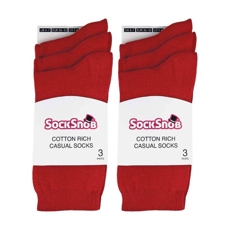 Ladies Plain Coloured Cotton Rich Dress Socks (Multipack Options)