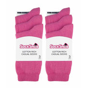 Ladies Plain Coloured Cotton Rich Dress Socks (Multipack Options)
