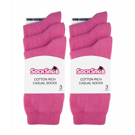 Ladies Plain Coloured Cotton Rich Dress Socks (Multipack Options)