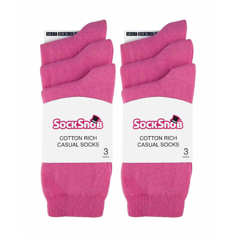 Ladies Plain Coloured Cotton Rich Dress Socks (Multipack Options)