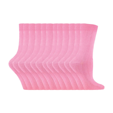 Ladies Plain Coloured Cotton Rich Dress Socks (Multipack Options)