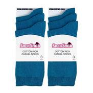 Ladies Plain Coloured Cotton Rich Dress Socks (Multipack Options)