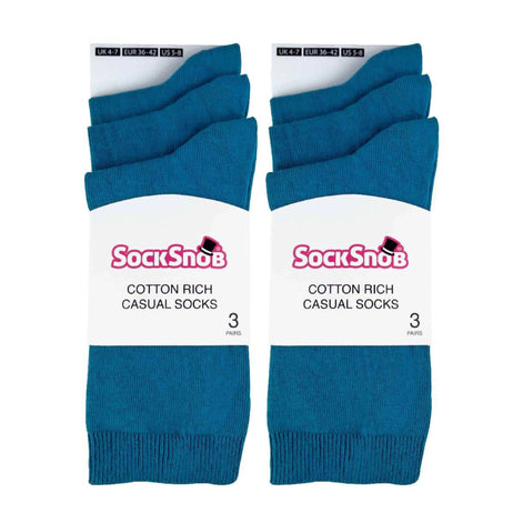 Ladies Plain Coloured Cotton Rich Dress Socks (Multipack Options)