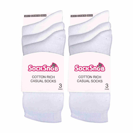 Ladies Plain Coloured Cotton Rich Dress Socks (Multipack Options)