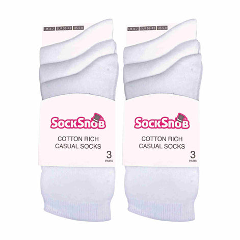 Ladies Plain Coloured Cotton Rich Dress Socks (Multipack Options)