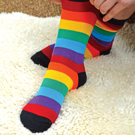 3 Pack Men's & Ladies Bright Patterned Striped Cotton Rainbow Socks