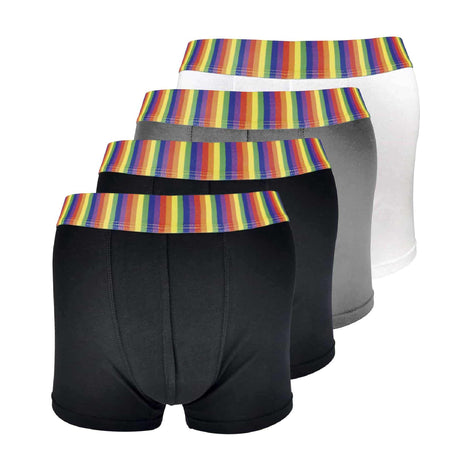 4 Pack Mens Cotton Novelty Striped Rainbow Boxer Shorts Underwear