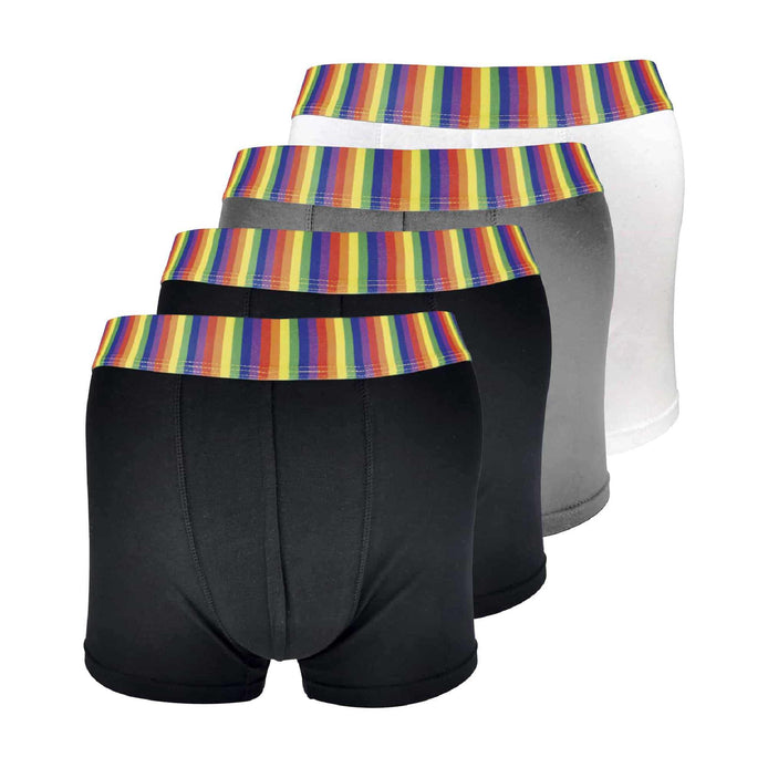 4 Pack Mens Cotton Novelty Striped Rainbow Boxer Shorts Underwear