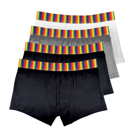 4 Pack Mens Cotton Novelty Striped Rainbow Boxer Shorts Underwear