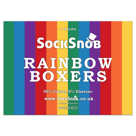 4 Pack Mens Cotton Novelty Striped Rainbow Boxer Shorts Underwear