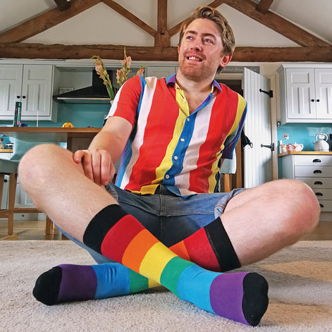 Mens Rainbow Socks & Boxers Set | 4 Pack Boxers & 3 Pack Striped Novelty Socks