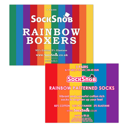 Mens Rainbow Socks & Boxers Set | 4 Pack Boxers & 3 Pack Striped Novelty Socks