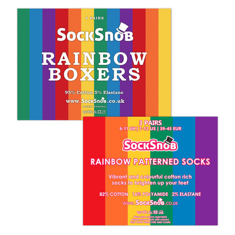 Mens Rainbow Socks & Boxers Set | 4 Pack Boxers & 3 Pack Striped Novelty Socks