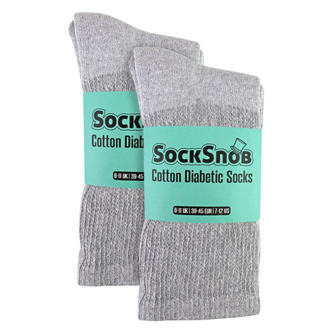 6 Pairs Mens Cotton Diabetic Socks - Soft Non Binding Everyday Comfort Socks