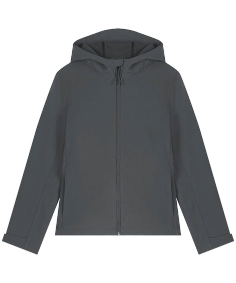 Recyled Polyester Hooded Softshell Jacket: Womens