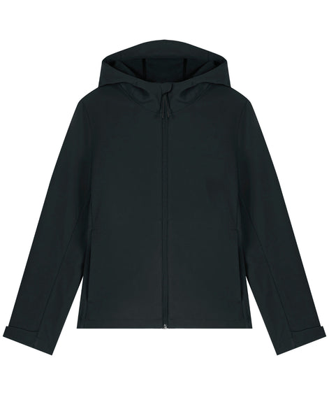 Recyled Polyester Hooded Softshell Jacket: Womens