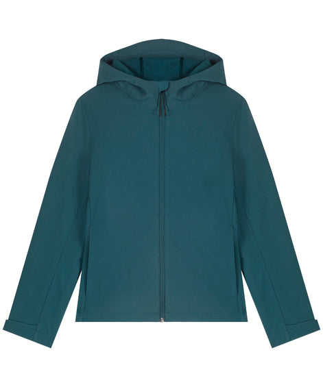 Recyled Polyester Hooded Softshell Jacket: Womens