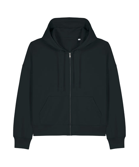 Organic Dropped Shoulder Zipped Hoodie: Womens