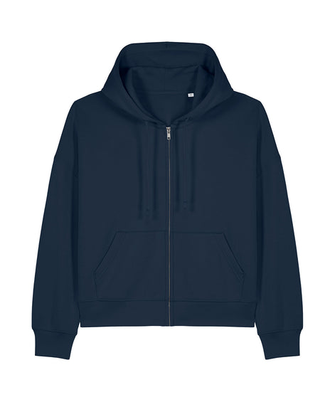 Organic Dropped Shoulder Zipped Hoodie: Womens