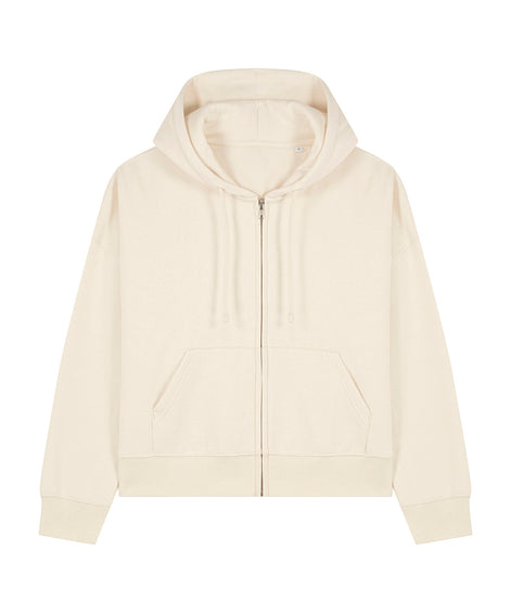 Organic Dropped Shoulder Zipped Hoodie: Womens