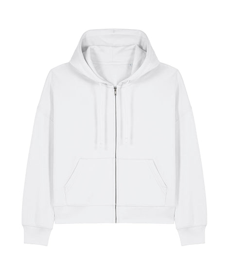 Organic Dropped Shoulder Zipped Hoodie: Womens