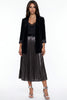 Black Satin Pleated Midi Skirt