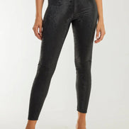 Black Snake Print Leather Look Leggings