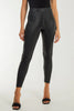 Black Snake Print Leather Look Leggings